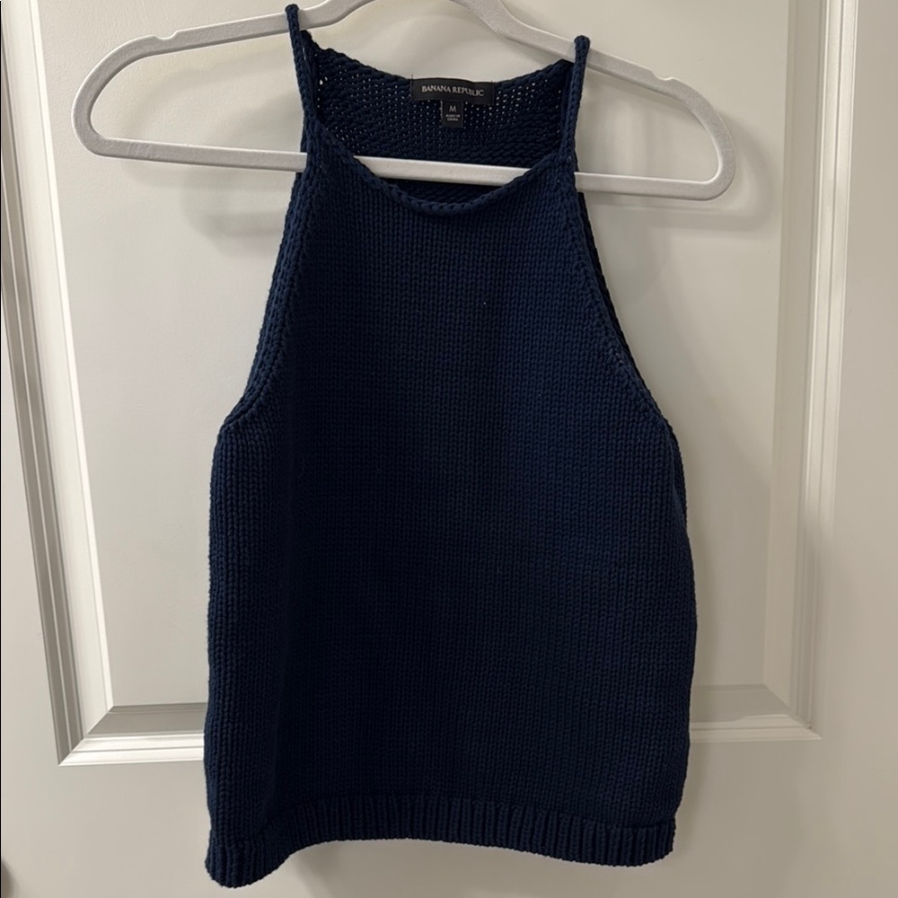 Banana Republic Blue Ribbed Sleeveless Tank Top